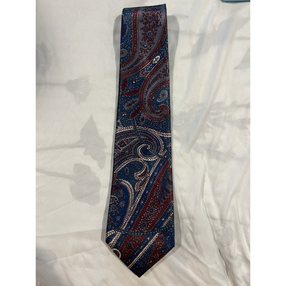 etienne aigner mens tie Paisley Red Blue And Teal Colors